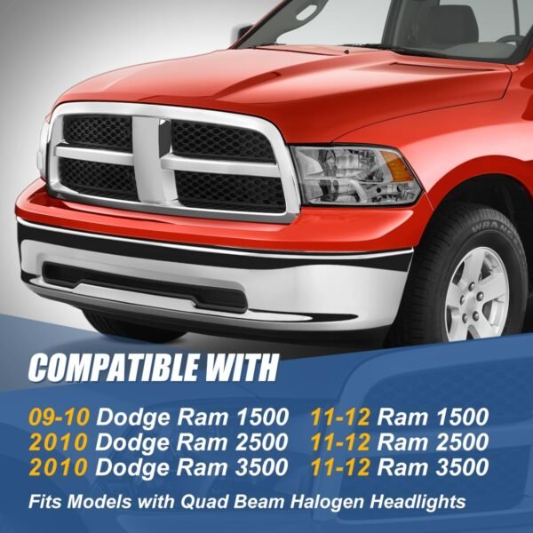 四燈組大燈總成 2009 至 2010 年款 道奇（Dodge）公羊（Ram）1500-3500、2011 至 2012 年款 公羊（Ram）1500-3500