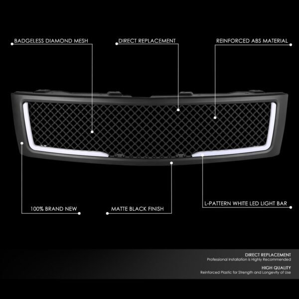 菱形網狀 LED 日行燈前格柵 2007 至 2013 年款 雪佛蘭（Chevy）Silverado 1500