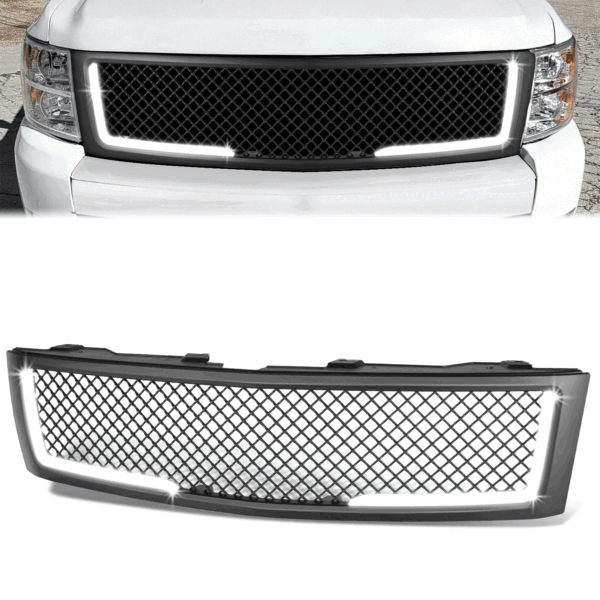菱形網狀 LED 日行燈前格柵 2007 至 2013 年款 雪佛蘭（Chevy）Silverado 1500