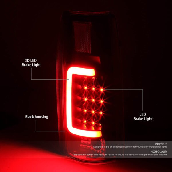 LED C 形條尾燈（黑色） 1988 至 2000 年款 雪佛蘭（Chevy）Silverado C10、C/K 1500-3500、薩博班（Suburban）